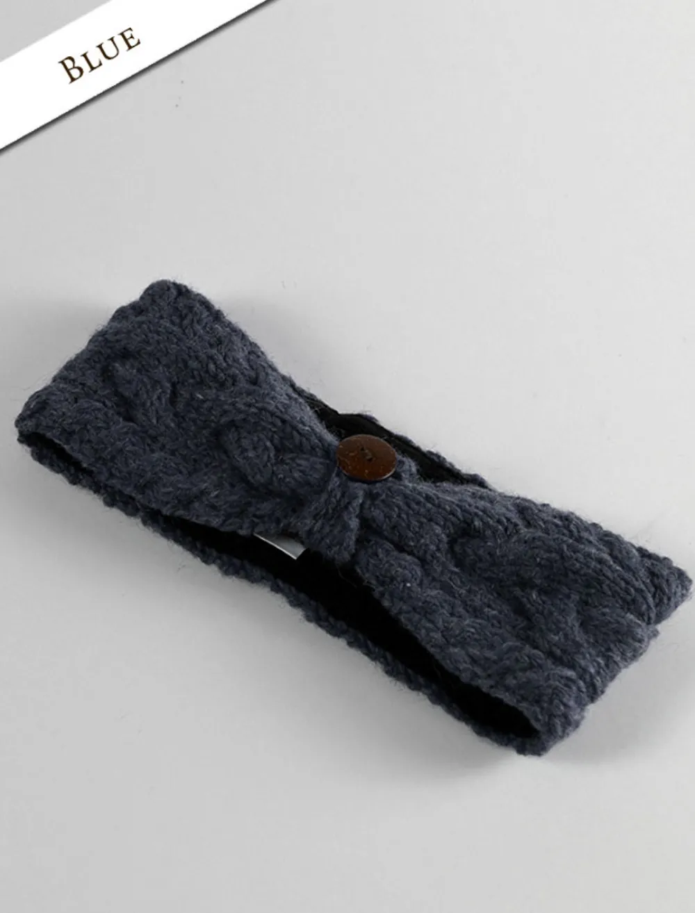 Glenaran Caps & Hats^Fleece Lined Aran Cable Headband with Button