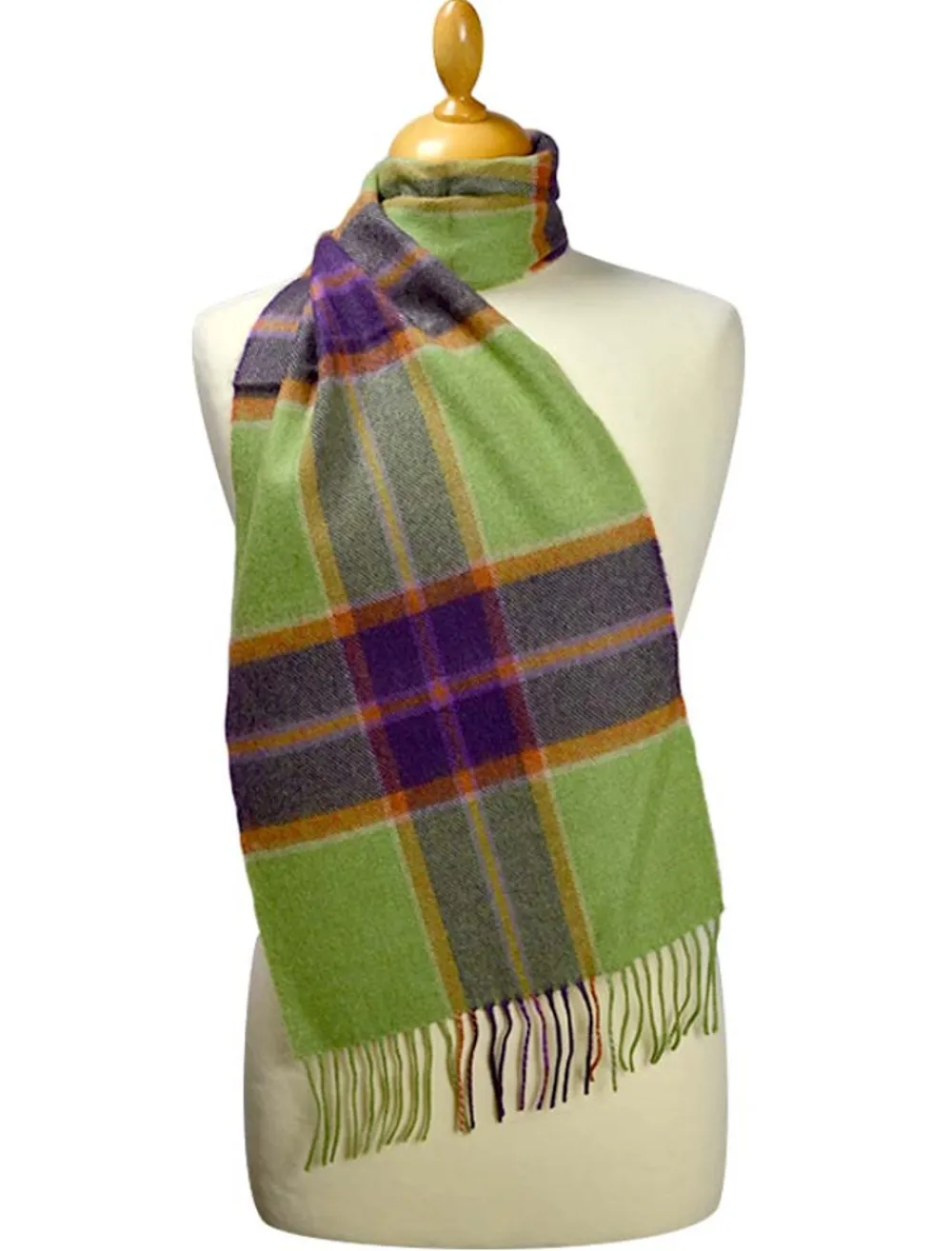 Glenaran Plaid & Tartan Scarves|Plaid & Tartan Scarves^Fine Merino Plaid Scarf - Green Purple Plaid- DISCONTINUED