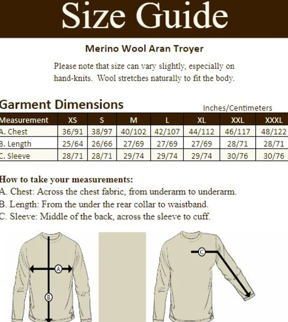 Glenaran Sweaters^Merino Wool Aran Troyer