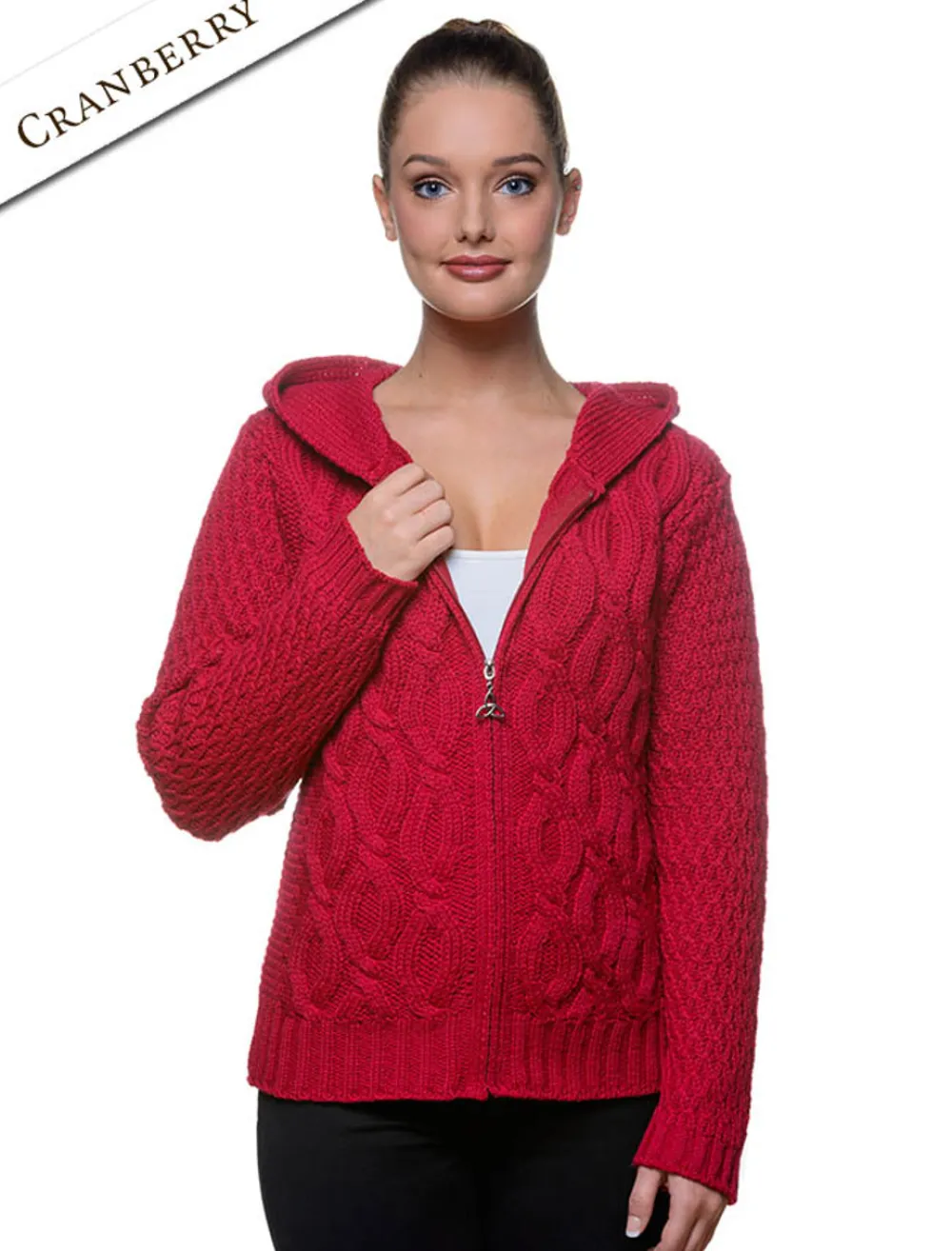 Glenaran Cardigans, Jackets & Coatigans^Women's Merino Wool Cable Knit Hoodie