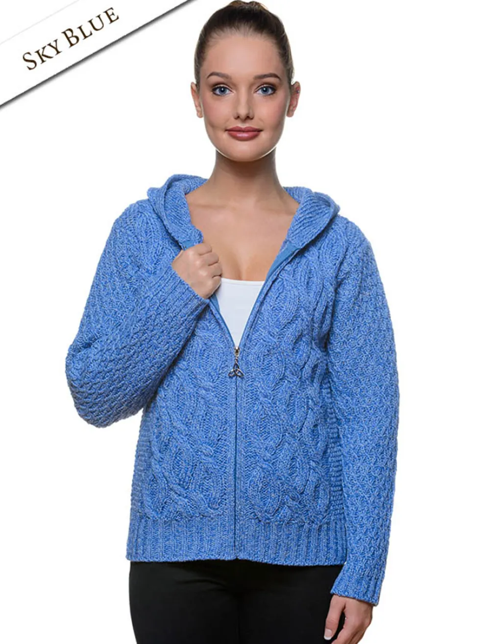 Glenaran Cardigans, Jackets & Coatigans^Women's Merino Wool Cable Knit Hoodie