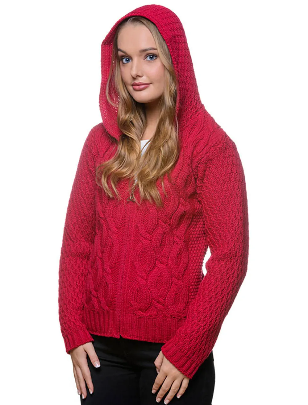 Glenaran Cardigans, Jackets & Coatigans^Women's Merino Wool Cable Knit Hoodie