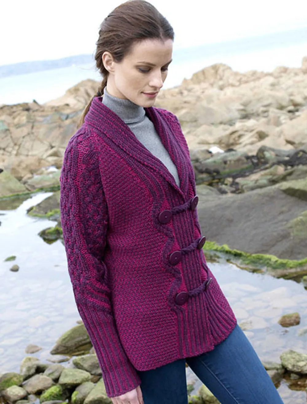 Glenaran Cardigans, Jackets & Coatigans^Shawl Neck Two-Tone Merino Cardigan