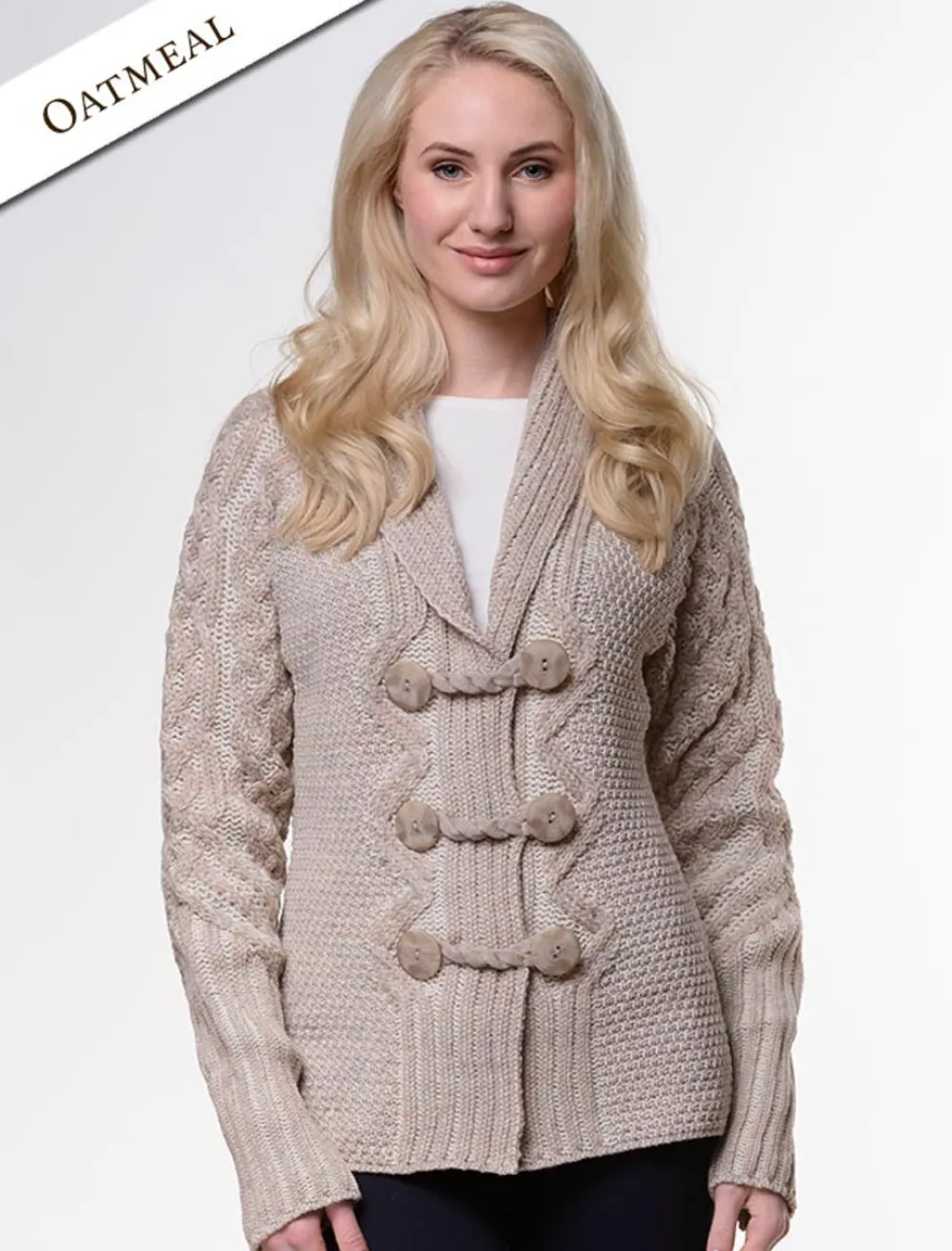 Glenaran Cardigans, Jackets & Coatigans^Shawl Neck Two-Tone Merino Cardigan