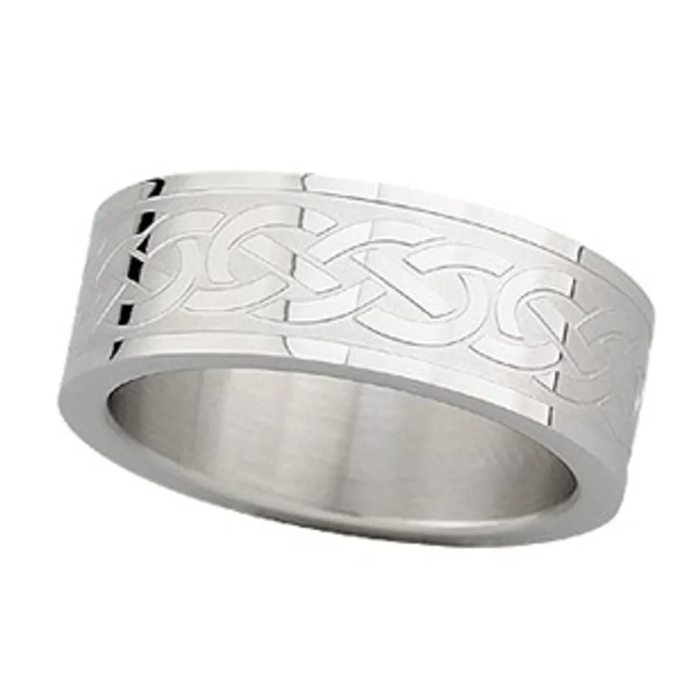Glenaran Jewelry|Jewelry^Steel Engraved Celtic Knot Ring