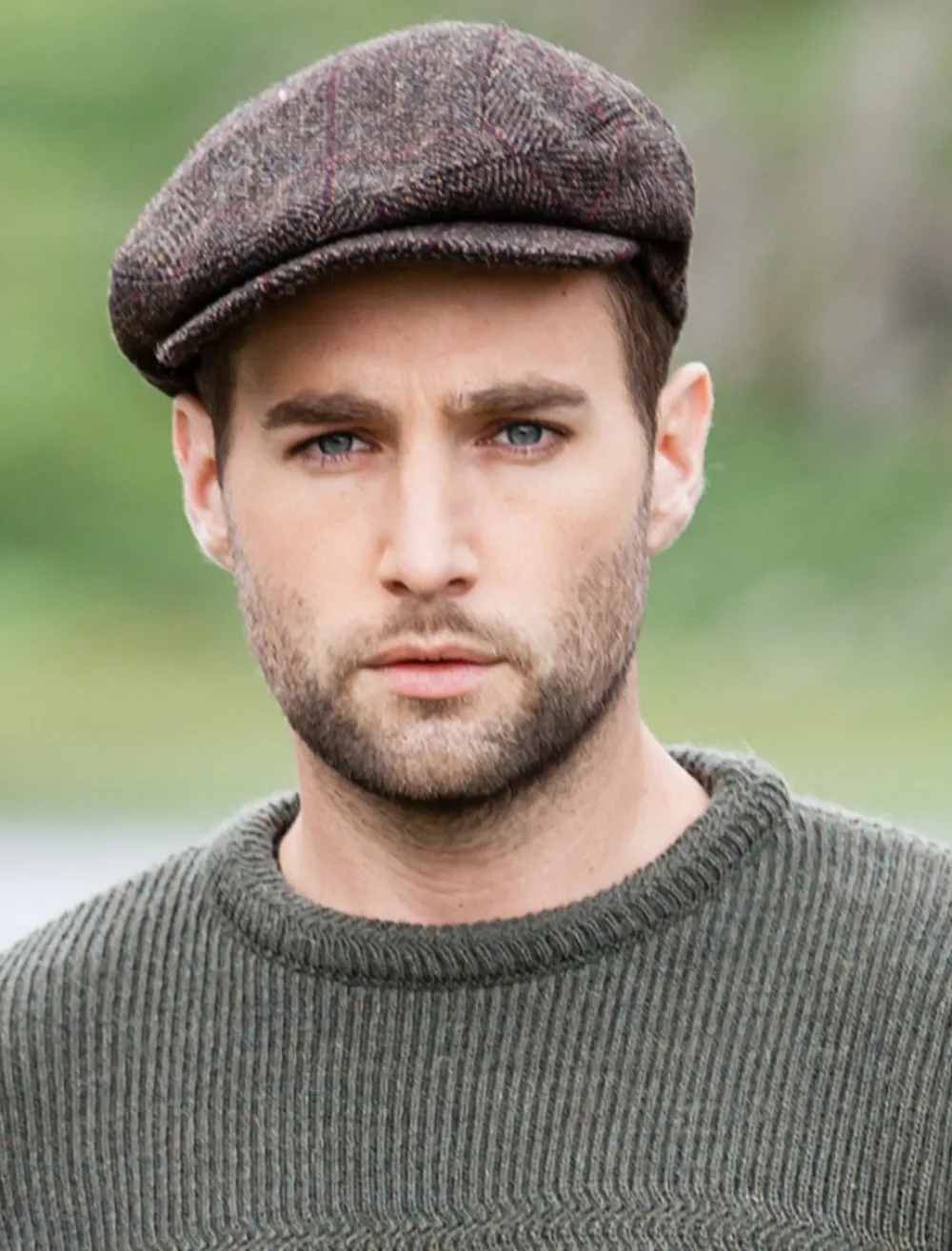 Glenaran Irish Flat Caps^Trinity Tweed Flat Cap - Brown with Red