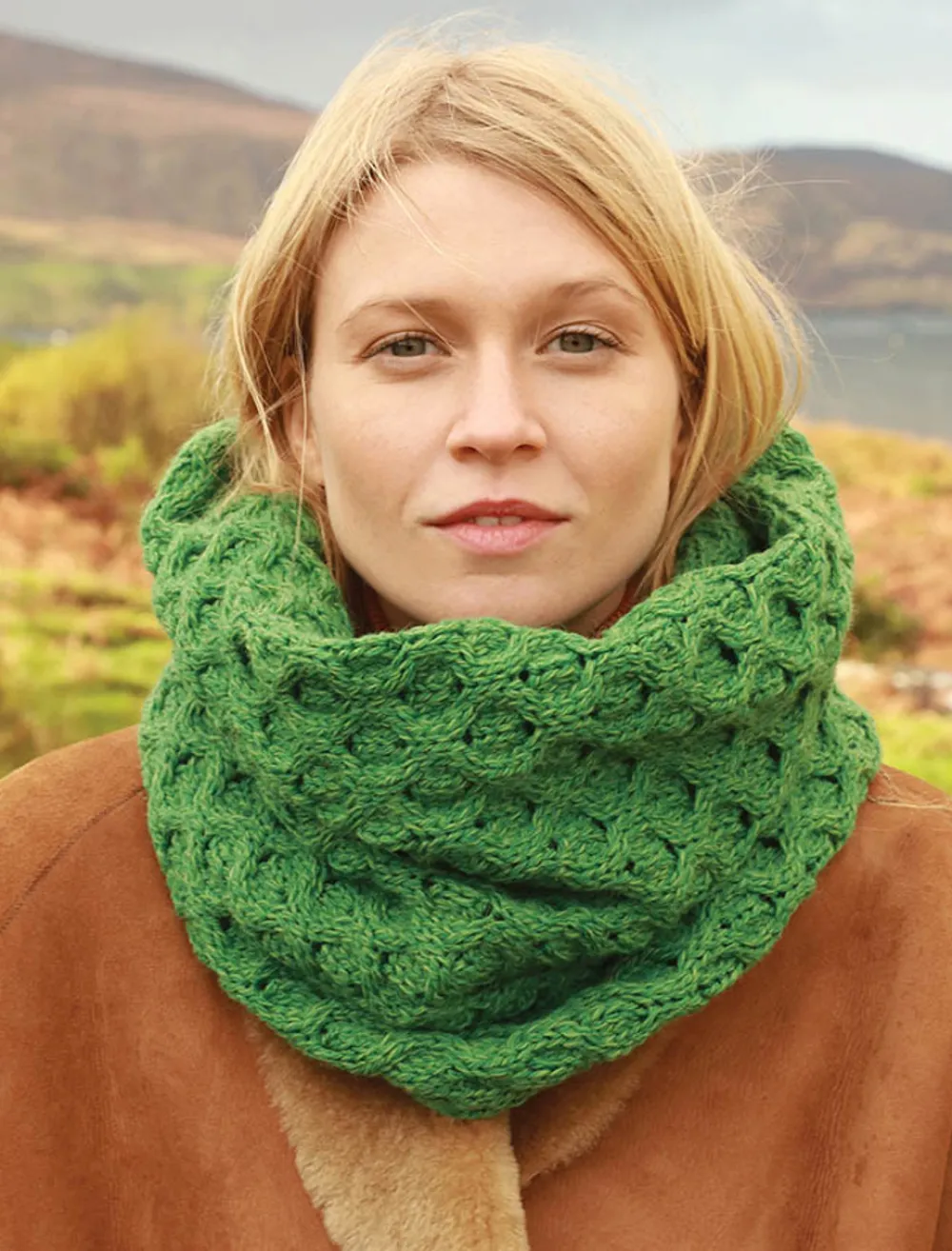 Glenaran Knitted Wool Scarves^Aran Snood Scarf