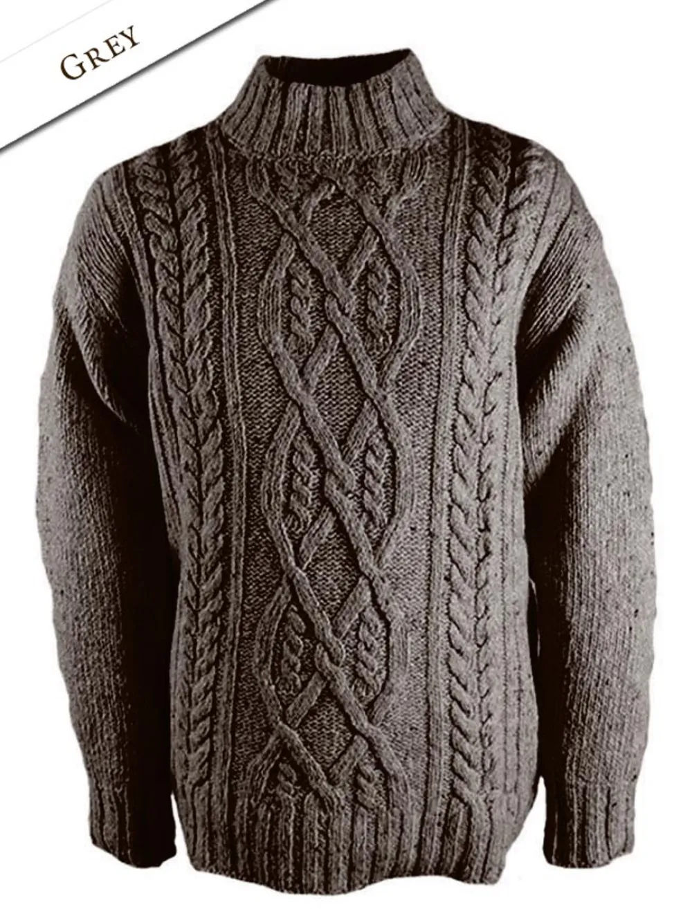 Glenaran Sweaters^Wool Cashmere Aran Mock Turtleneck Sweater