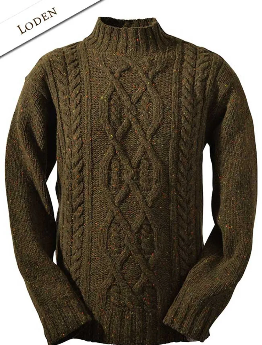 Glenaran Sweaters^Wool Cashmere Aran Mock Turtleneck Sweater