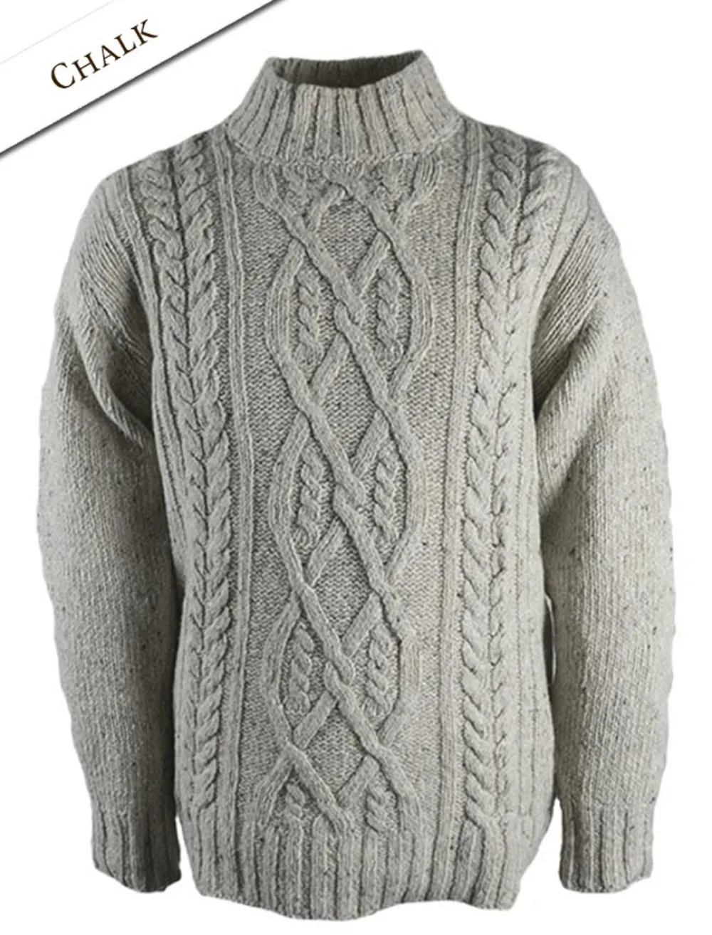 Glenaran Sweaters^Wool Cashmere Aran Mock Turtleneck Sweater