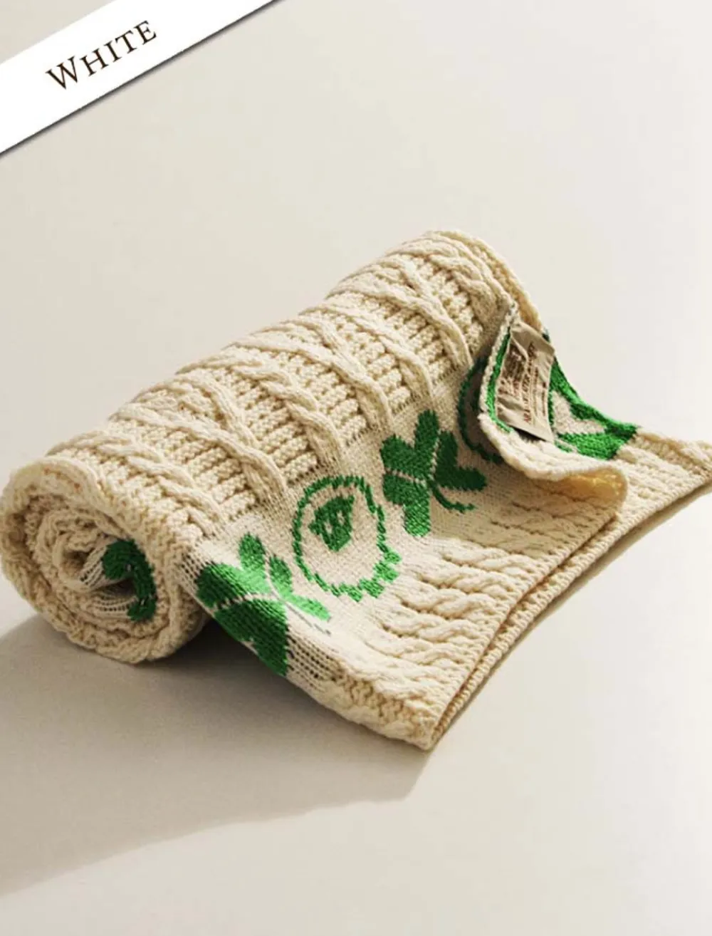 Glenaran Knitted Wool Throws|Baby Blankets & Throws^Merino Sheep & Shamrock Baby Throw