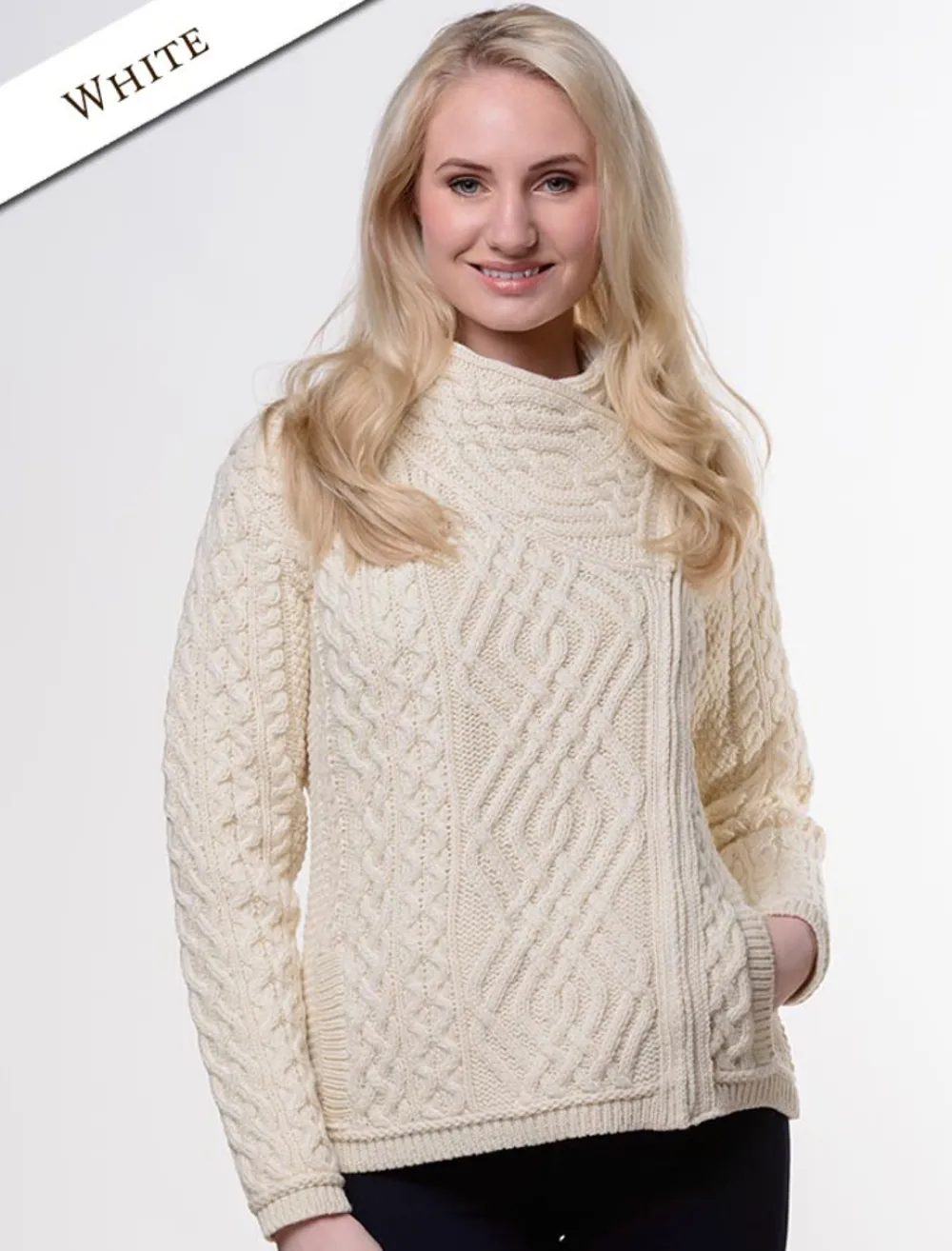 Glenaran Cardigans, Jackets & Coatigans^Aran Jacket with Celtic Knot Side Zip