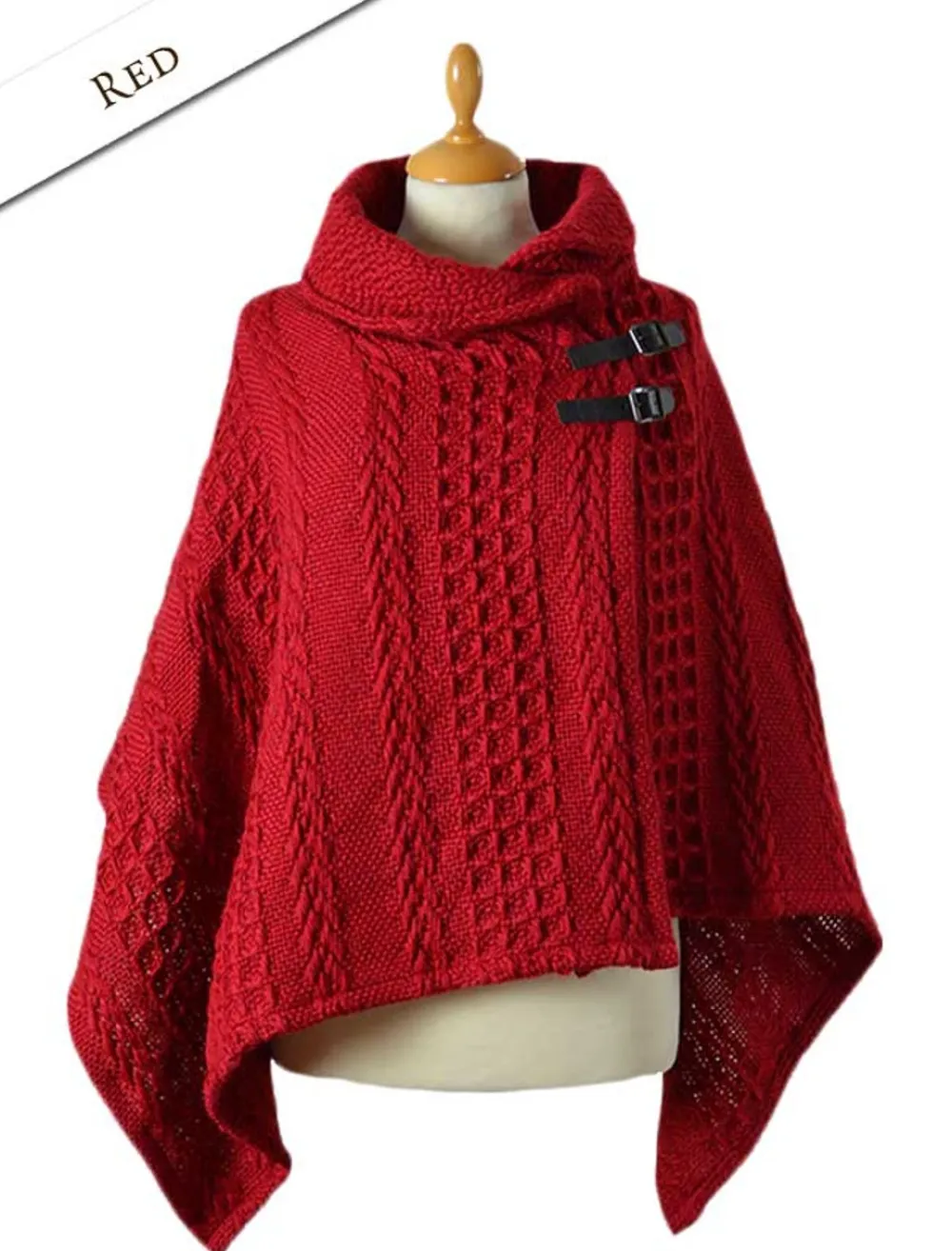 Glenaran Ponchos, Capes & Shawls^Shawl Collar Poncho with Leather Buckle Detail