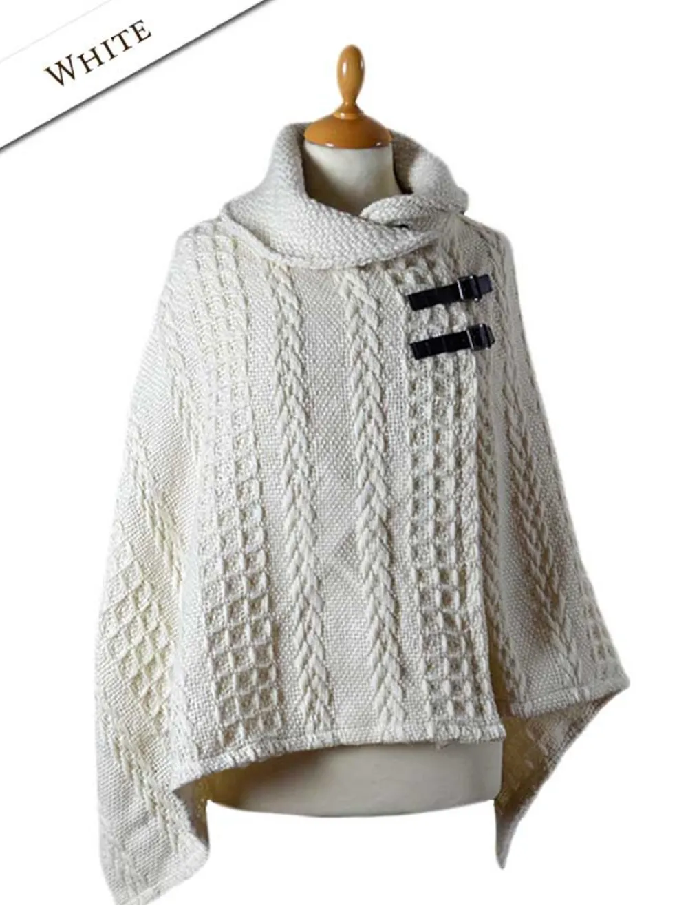 Glenaran Ponchos, Capes & Shawls^Shawl Collar Poncho with Leather Buckle Detail