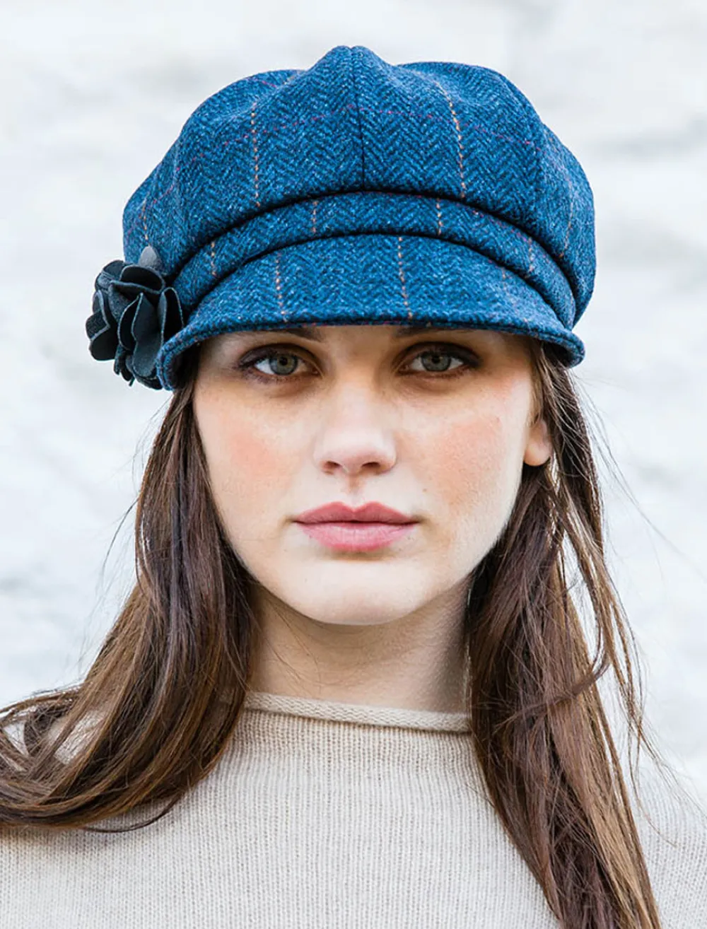 Glenaran Caps & Hats^Ladies Tweed Newsboy Hat - Denim