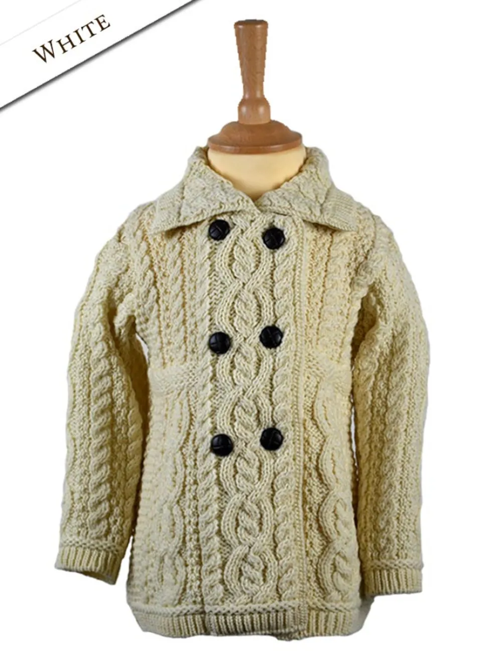 Glenaran Sweaters, Cardigans & Jackets^Kid's Double Breasted Aran Merino Cardigan