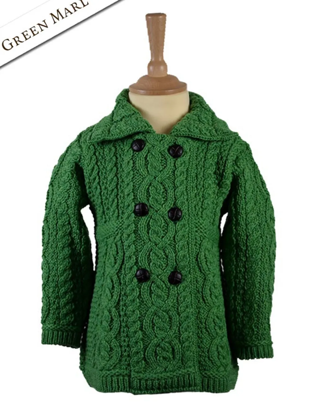 Glenaran Sweaters, Cardigans & Jackets^Kid's Double Breasted Aran Merino Cardigan