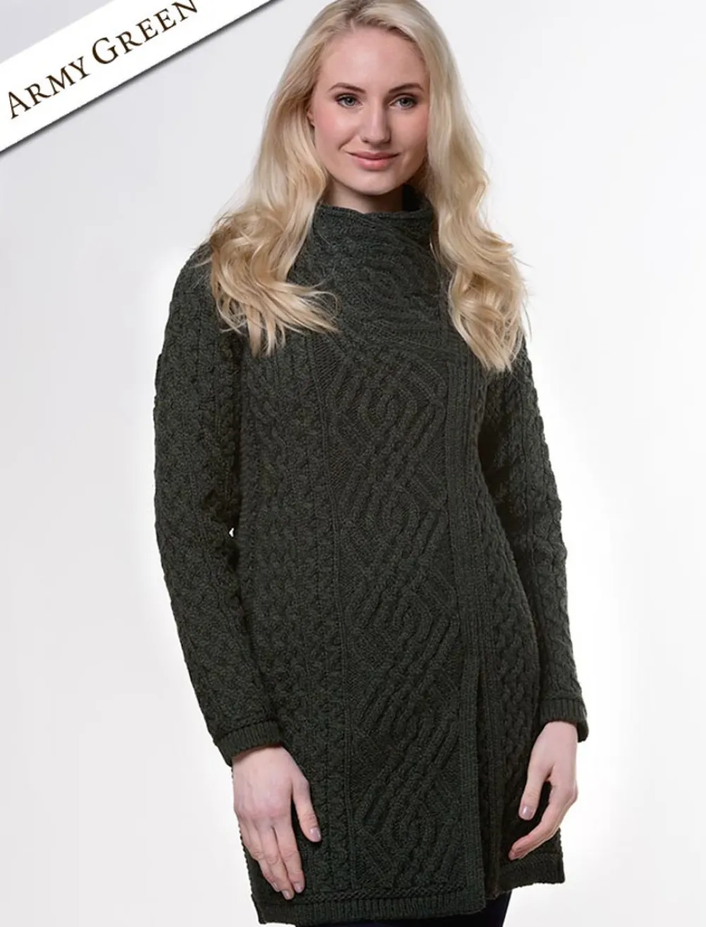 Glenaran Cardigans, Jackets & Coatigans^Aran Knit Coatigan with Celtic Knot Side Zip