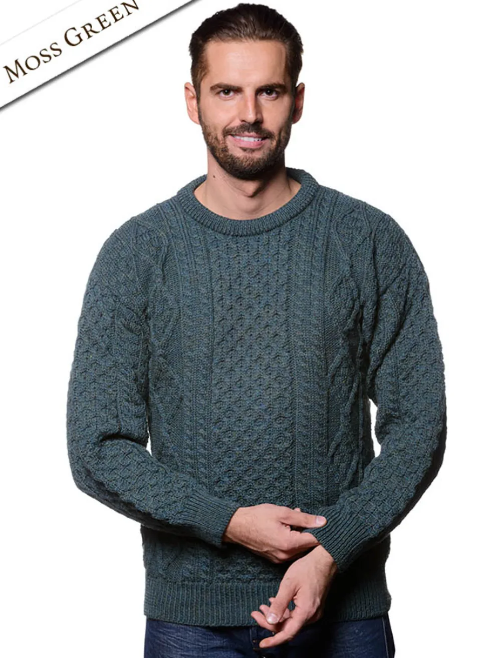 Glenaran Sweaters^Lightweight Traditional Aran Mens Wool Sweater