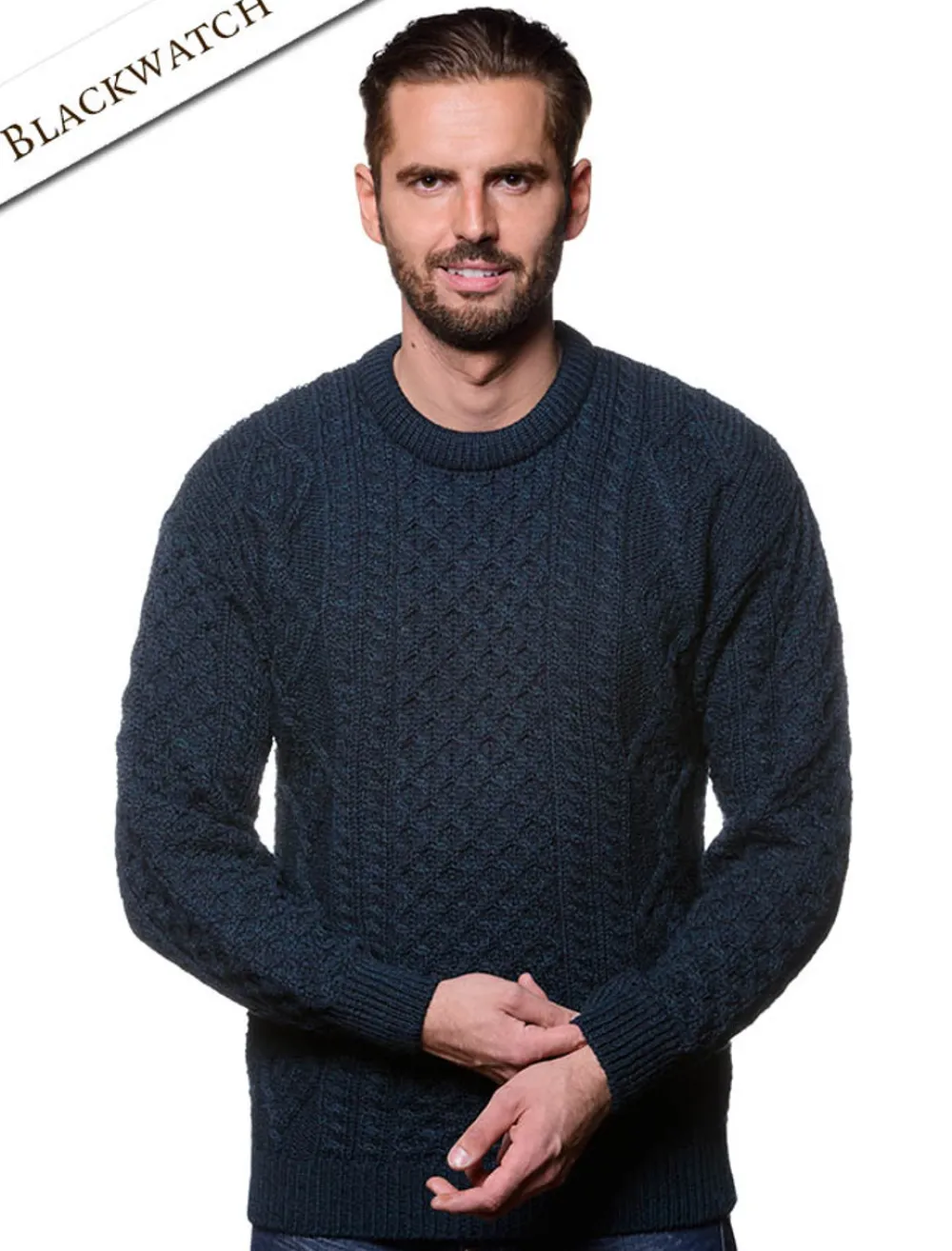 Glenaran Sweaters^Lightweight Traditional Aran Mens Wool Sweater