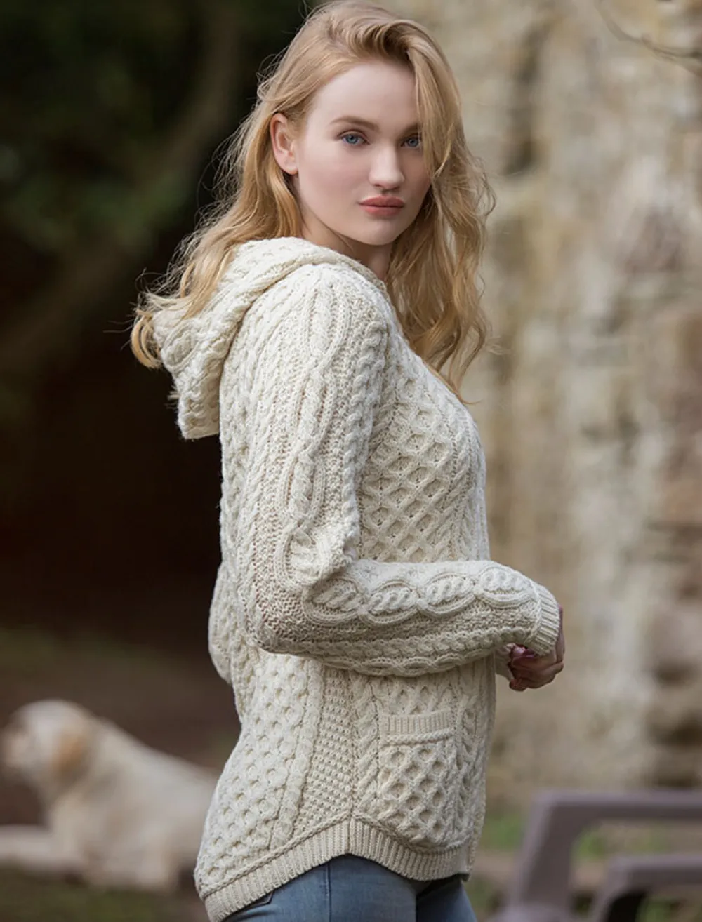 Glenaran Cardigans, Jackets & Coatigans^Cable Knit Hoodie with Celtic Knot Zipper Pull