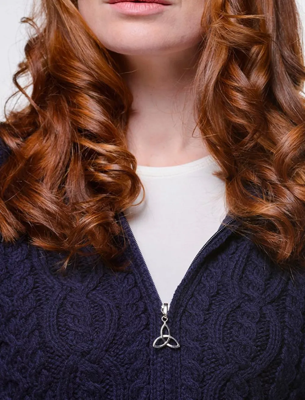 Glenaran Cardigans, Jackets & Coatigans^Cable Knit Hoodie with Celtic Knot Zipper Pull