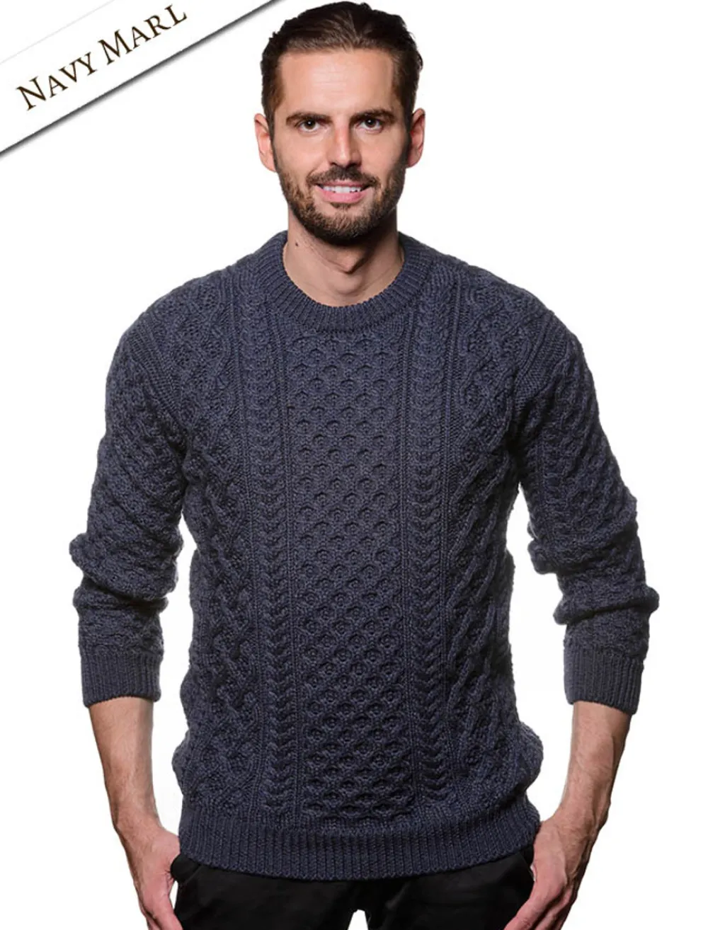 Glenaran Sweaters^Heavyweight Merino Wool Aran Sweater