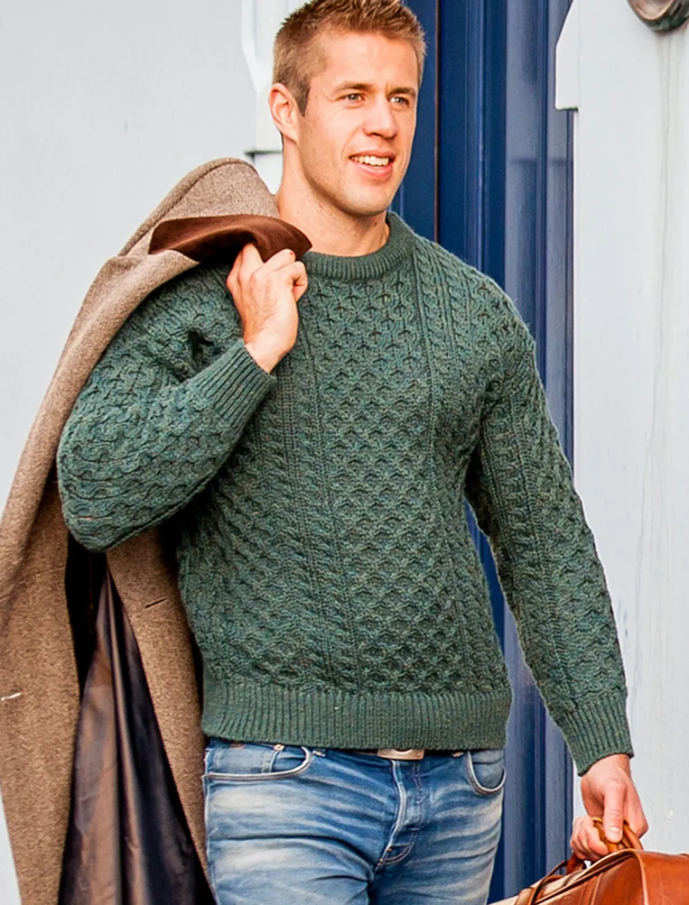 Glenaran Sweaters^Mens Heavyweight Traditional Aran Wool Sweater