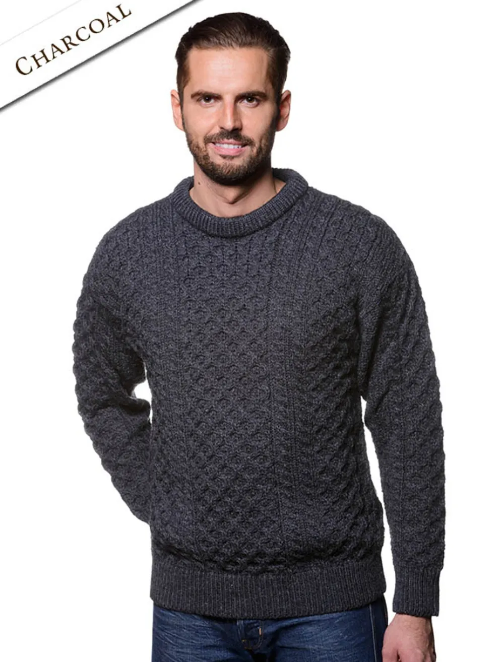 Glenaran Sweaters^Mens Heavyweight Traditional Aran Wool Sweater