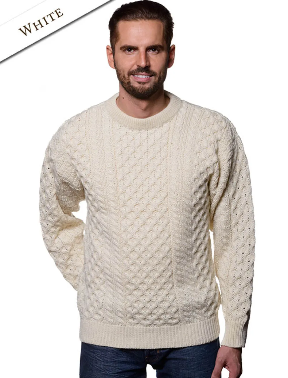 Glenaran Sweaters^Mens Heavyweight Traditional Aran Wool Sweater