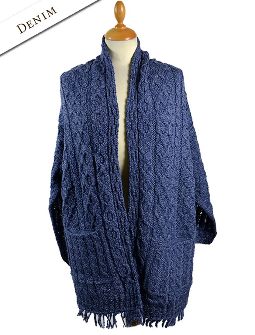 Glenaran Ponchos, Capes & Shawls^Aran Shawl Wrap with Pockets