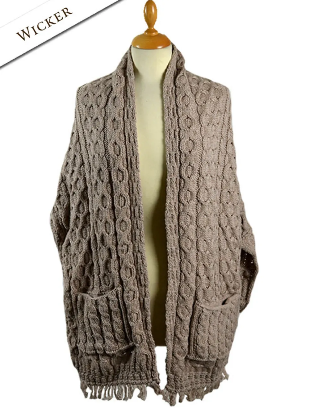 Glenaran Ponchos, Capes & Shawls^Aran Shawl Wrap with Pockets