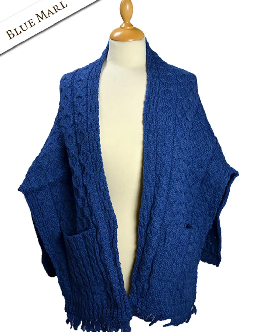 Glenaran Ponchos, Capes & Shawls^Aran Shawl Wrap with Pockets