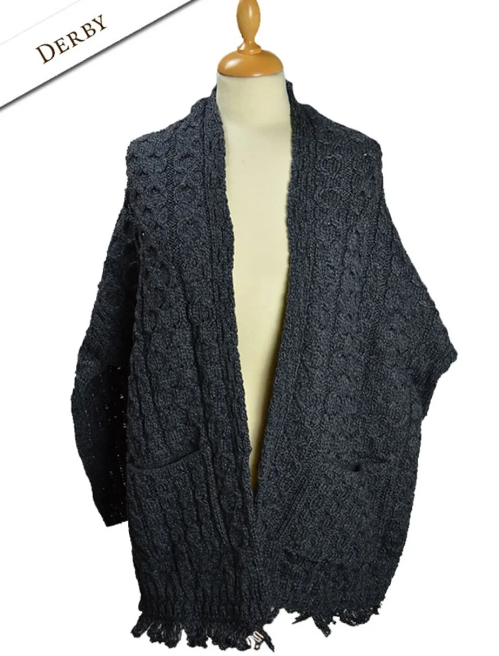 Glenaran Ponchos, Capes & Shawls^Aran Shawl Wrap with Pockets