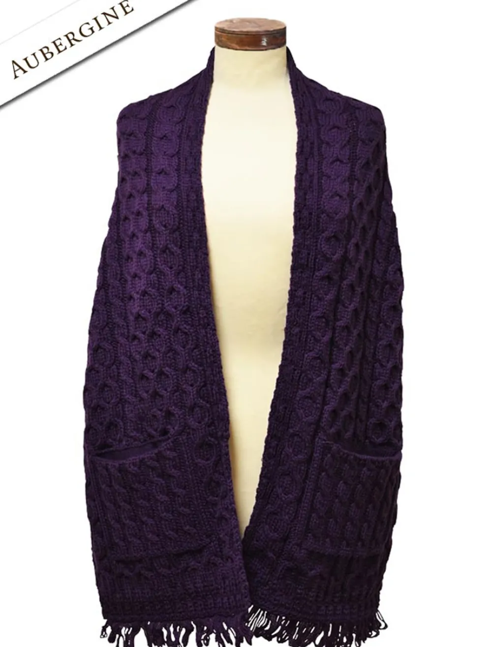 Glenaran Ponchos, Capes & Shawls^Aran Shawl Wrap with Pockets