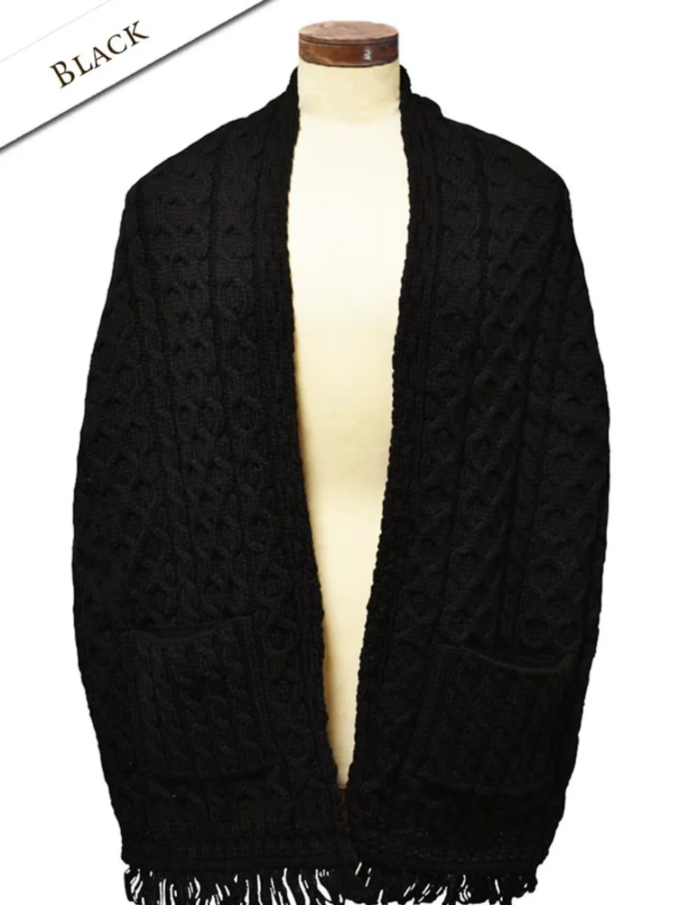 Glenaran Ponchos, Capes & Shawls^Aran Shawl Wrap with Pockets