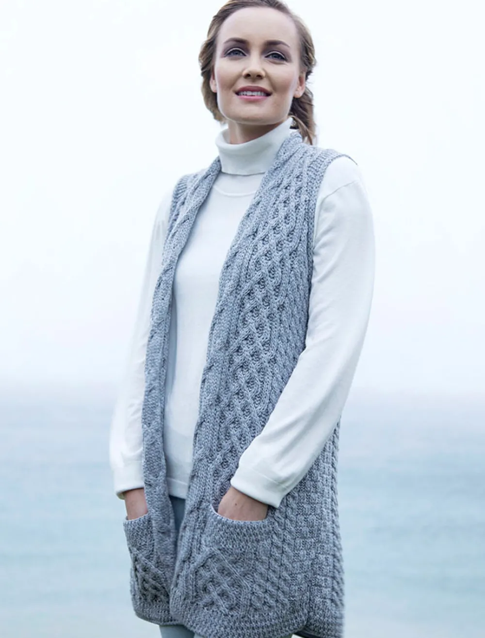 Glenaran Cardigans, Jackets & Coatigans^Cable Aran Waistcoat