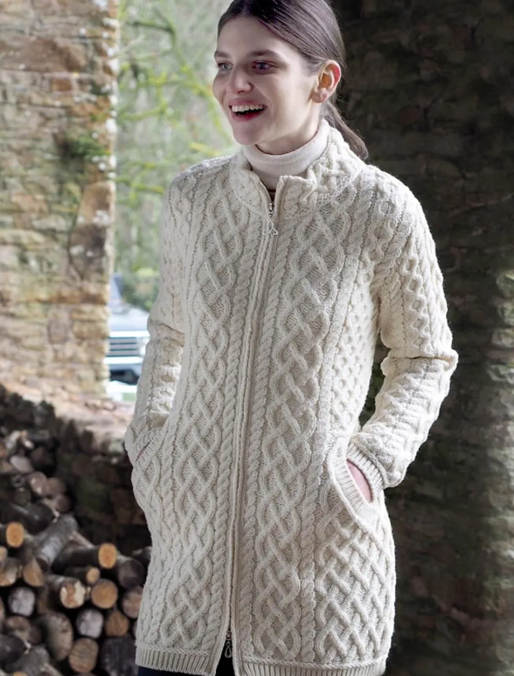 Glenaran Cardigans, Jackets & Coatigans^Plated Coat with Celtic Zip