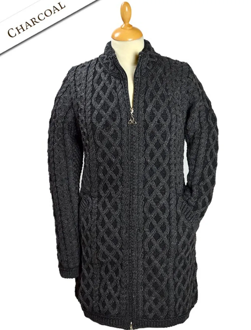 Glenaran Cardigans, Jackets & Coatigans^Plated Coat with Celtic Zip