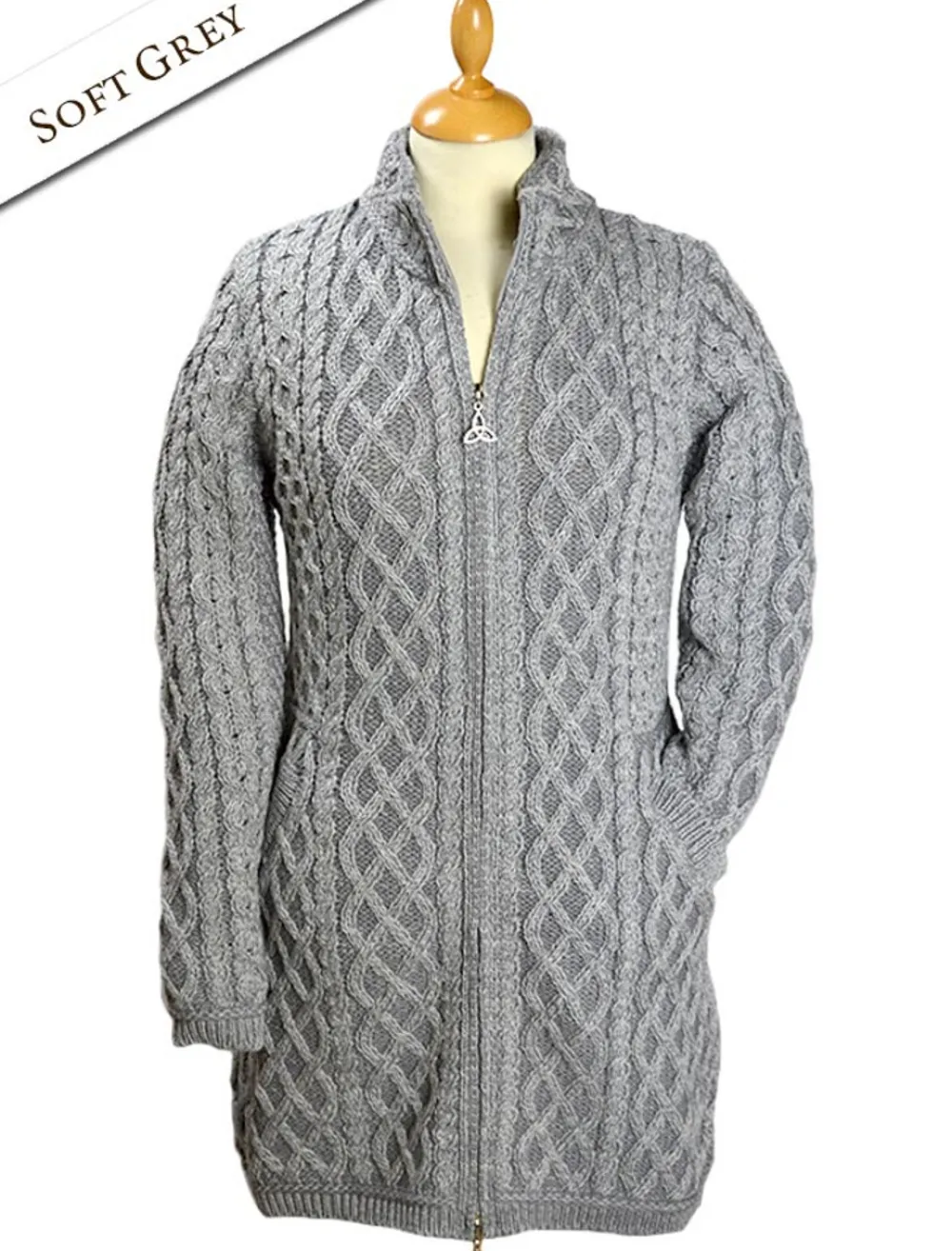 Glenaran Cardigans, Jackets & Coatigans^Plated Coat with Celtic Zip