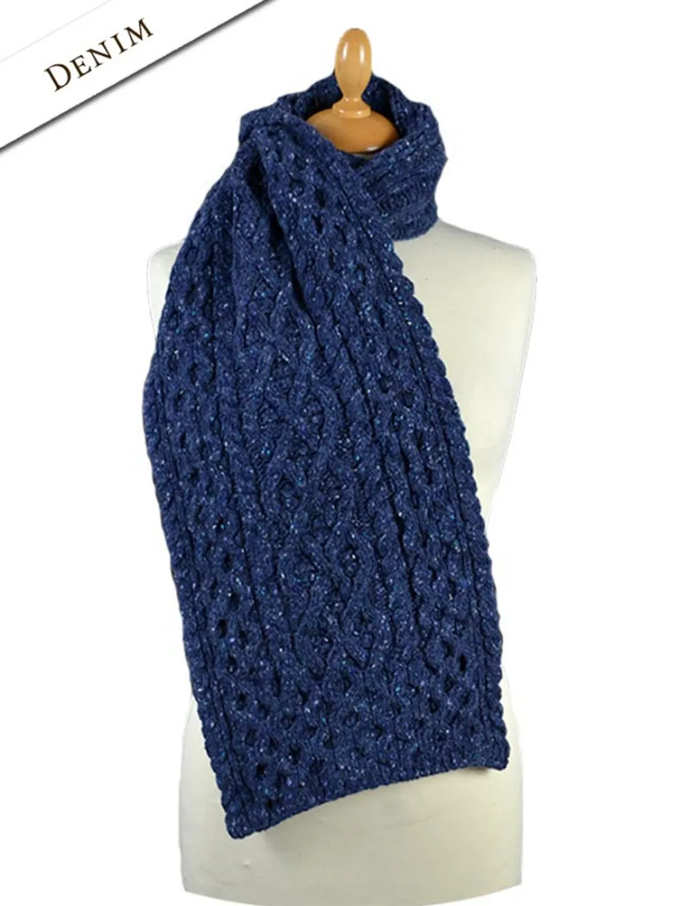 Glenaran Knitted Wool Scarves^Women's Wool Cashmere Aran Honeycomb Scarf