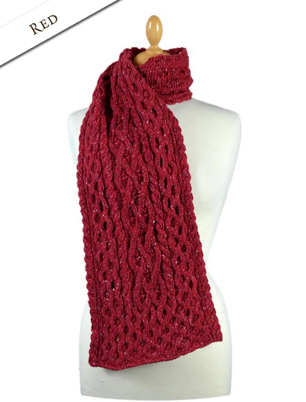 Glenaran Knitted Wool Scarves^Women's Wool Cashmere Aran Honeycomb Scarf