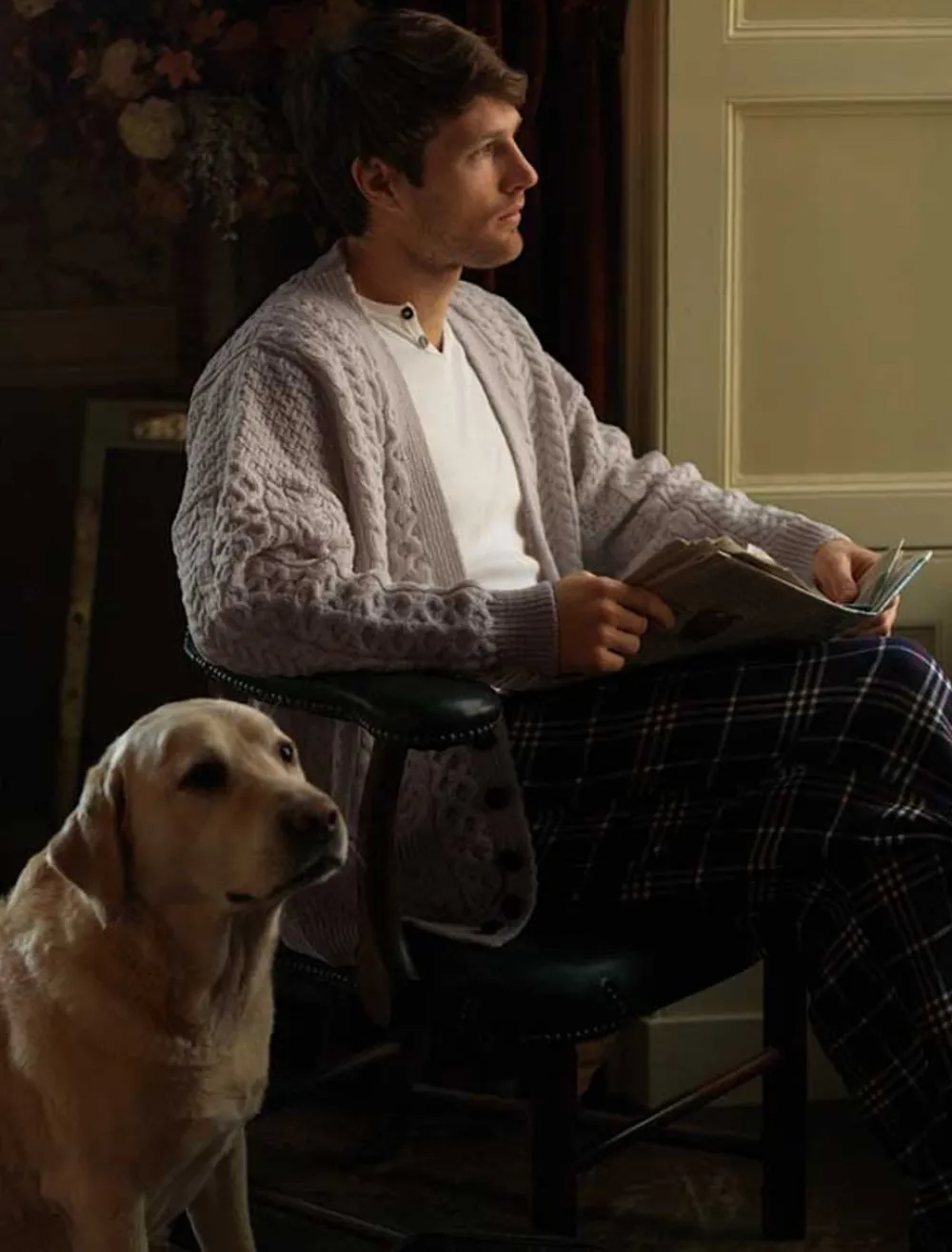 Glenaran Cardigans, Jackets & Coats^Merino Wool Aran Men's V-Neck Cardigan