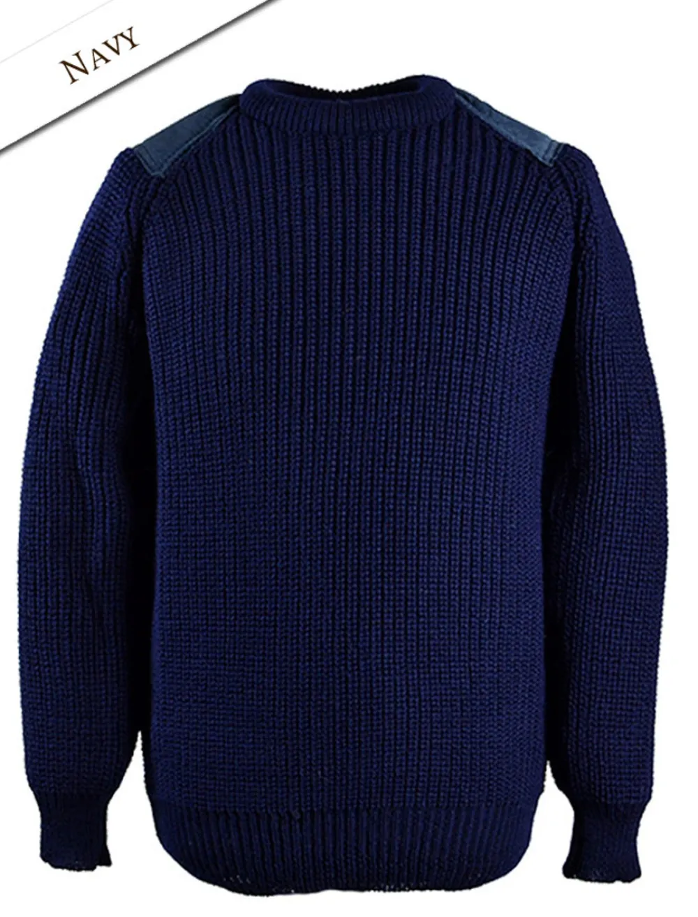 Glenaran Sweaters^Irish Fishermans Ribbed Sweater with Patches