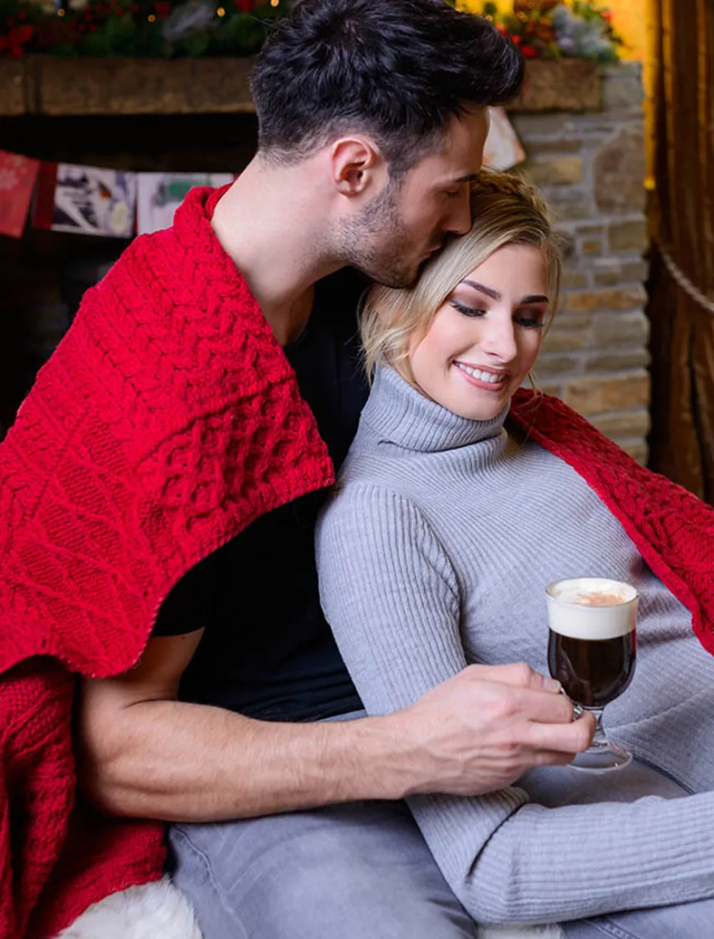 Glenaran Knitted Wool Throws^Merino Aran Patchwork Throw