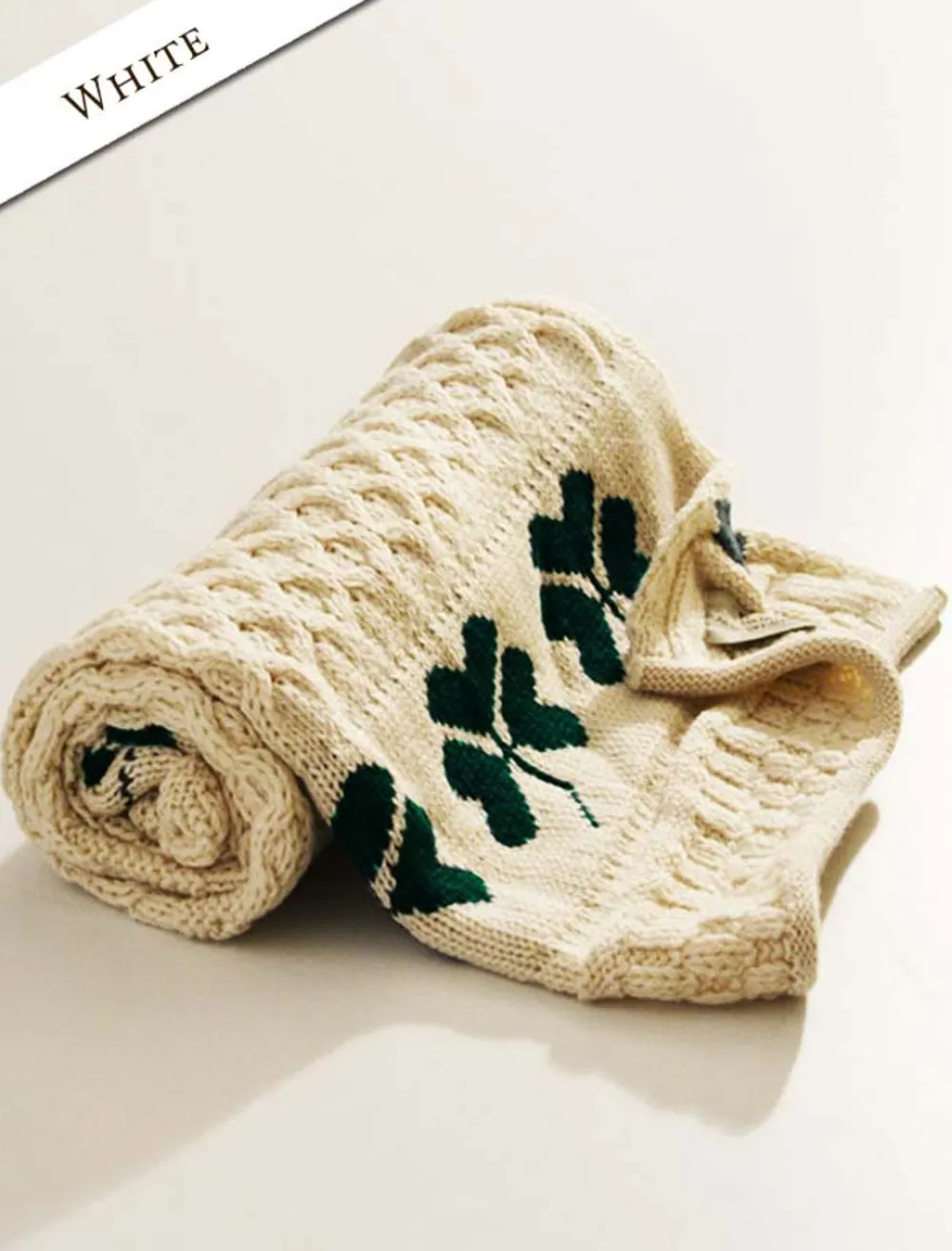 Glenaran Baby Blankets & Throws|Knitted Wool Throws^Merino Shamrock Baby Throw