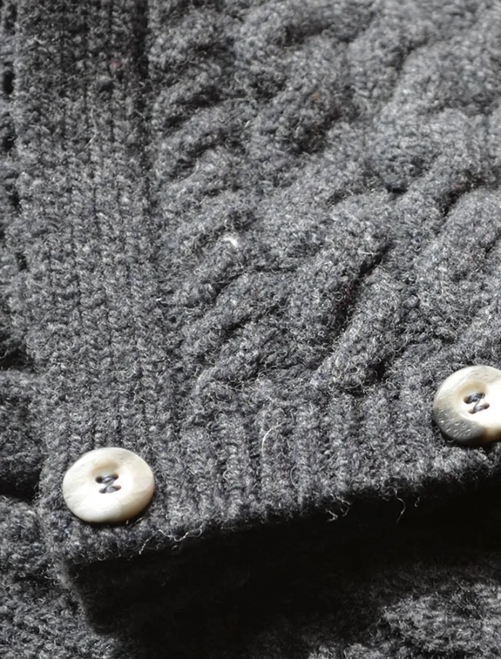 Glenaran Knitted Wool Scarves^Aran Snood Scarf with Buttons