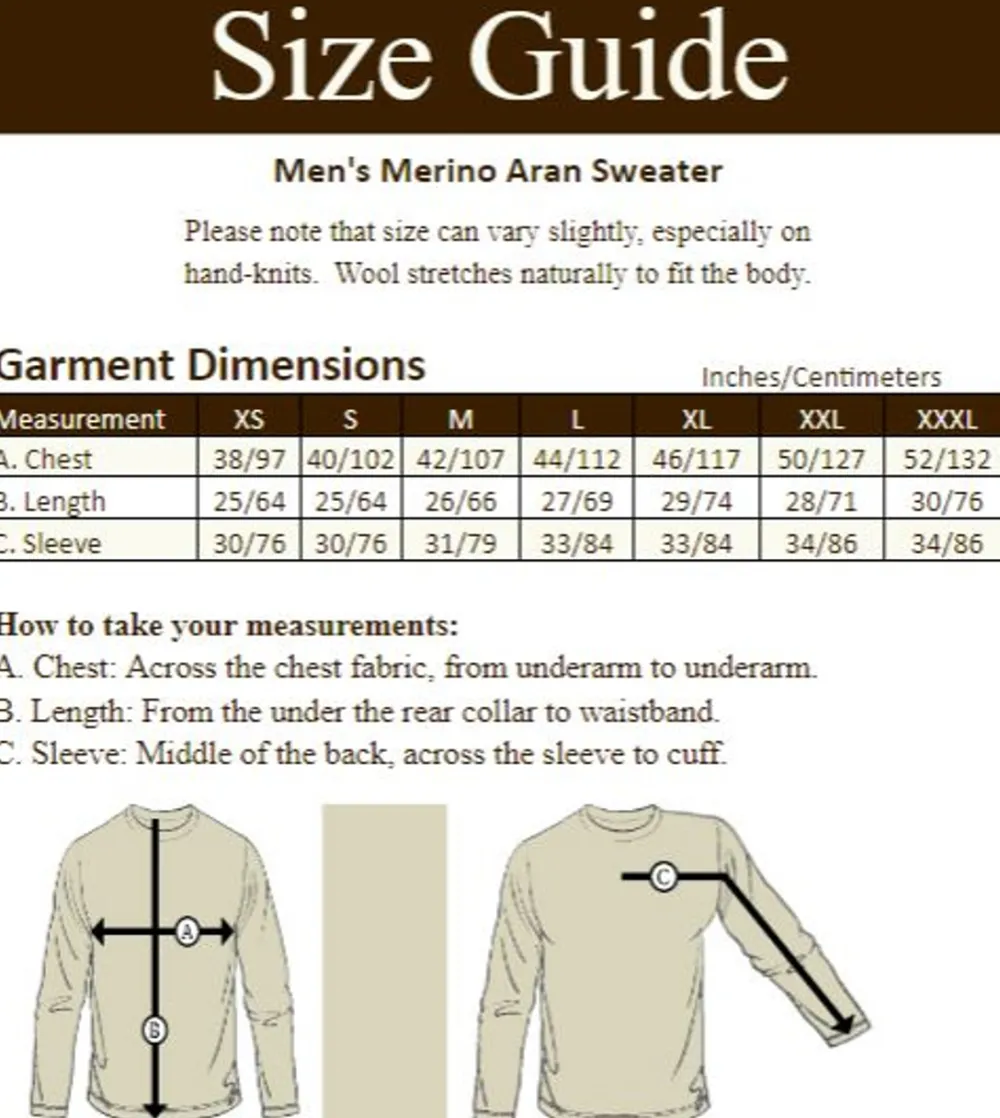 Glenaran Sweaters^Men's Merino Aran Sweater