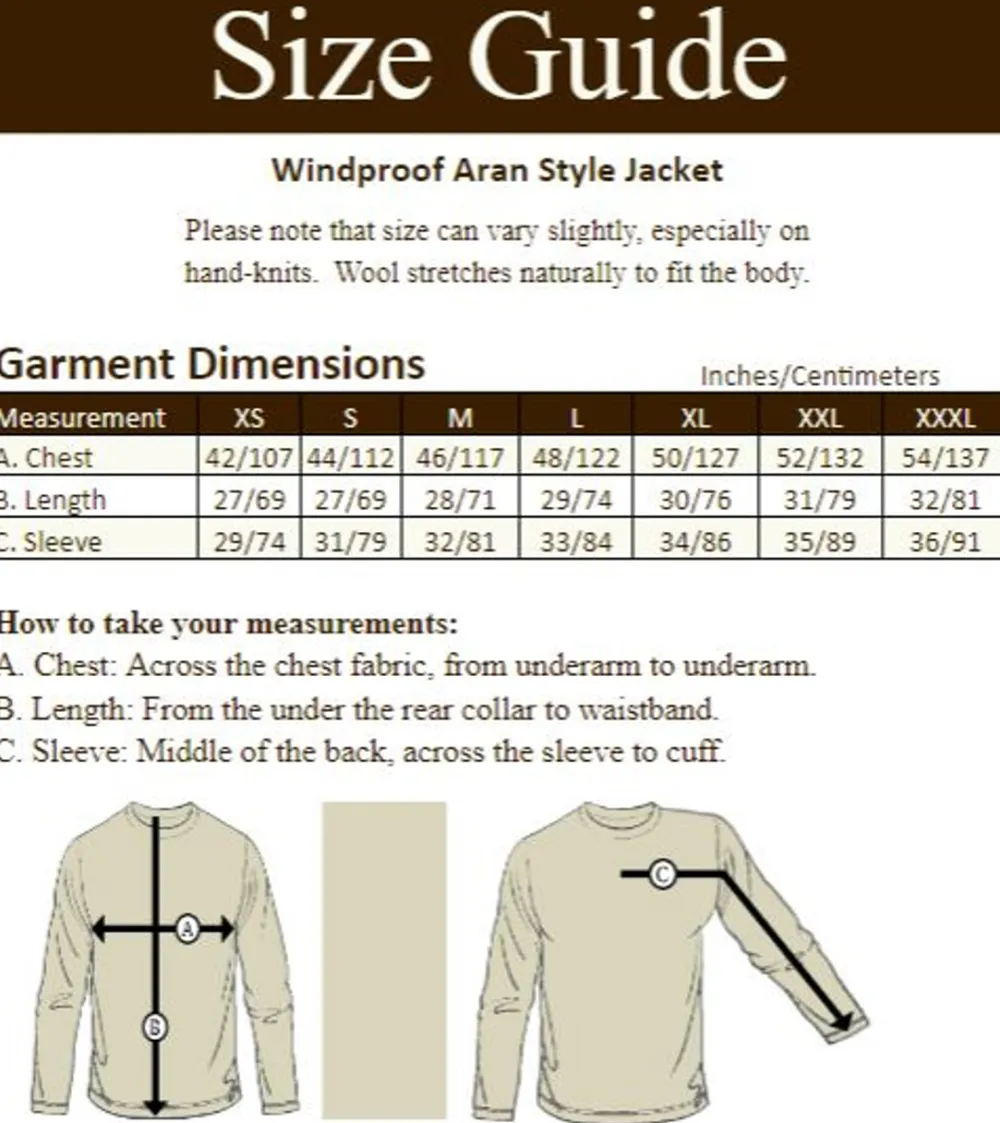 Glenaran Cardigans, Jackets & Coats^Windproof Aran Style Jacket
