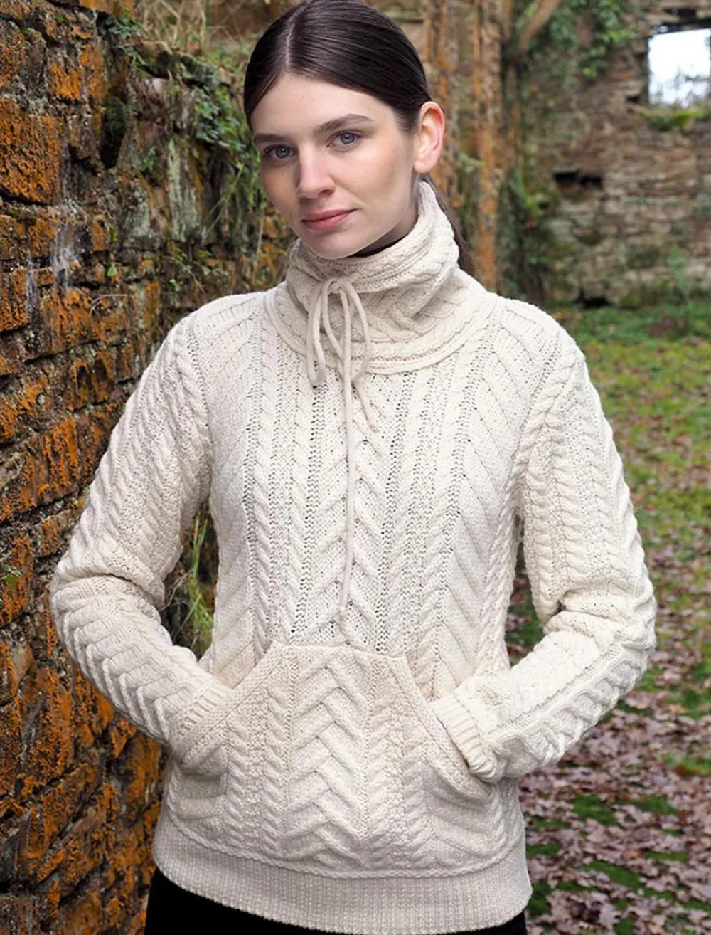 Glenaran Sweaters^Super Soft Aran Cowl Neck Sweater